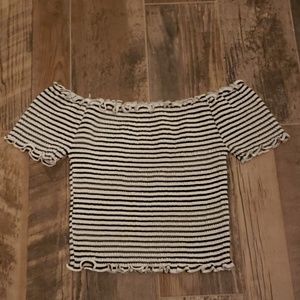 NWOT Heart & Hips Black & White Stripe Crop Top SM